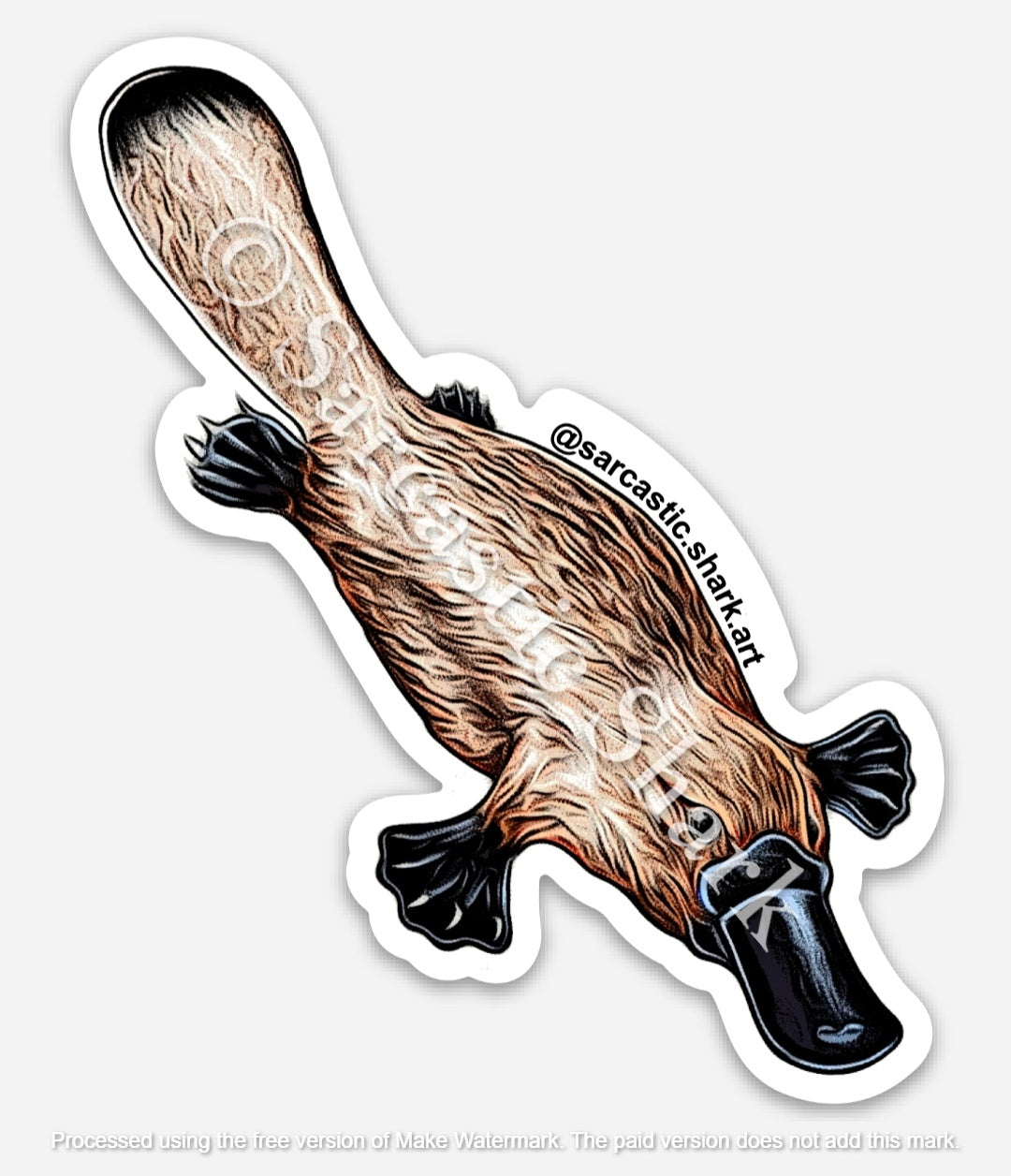 Illustrated color sticker of a Platypus swimming